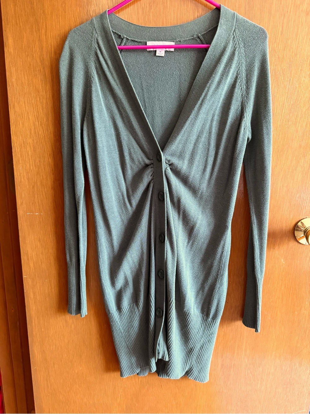 Xhileration Sage Green Duster Cardigan w Buttons